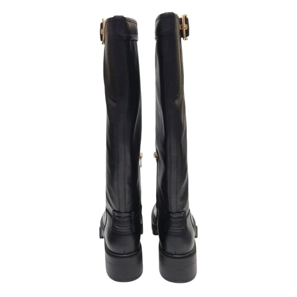 Coach Lilli Tall Riding Boots Leather Knee High Lug Sole - Picture 8 of 16